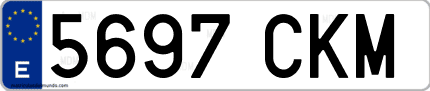 Ejemplo de matrícula de coche ordinaria 5697 CKM