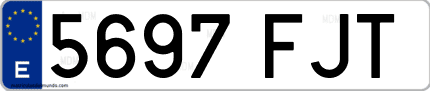Ejemplo de matrícula de coche ordinaria 5697 FJT