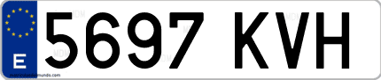 Ejemplo de matrícula de coche ordinaria 5697 KVH