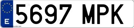 Ejemplo de matrícula española 5697 MPK