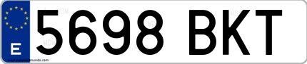 Ejemplo de matrícula española 5698 BKT