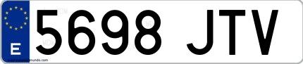 Ejemplo de matrícula española 5698 JTV