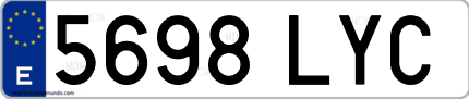 Ejemplo de matrícula de coche ordinaria 5698 LYC