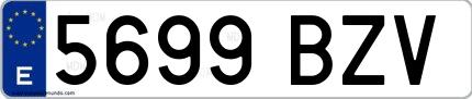 Ejemplo de matrícula española 5699 BZV