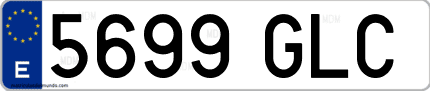 Ejemplo de matrícula de coche ordinaria 5699 GLC