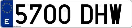 Ejemplo de matrícula española 5700 DHW