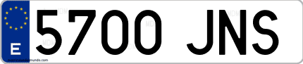 Ejemplo de matrícula de coche ordinaria 5700 JNS