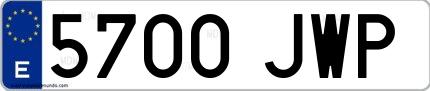 Ejemplo de matrícula española 5700 JWP
