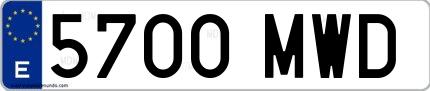 Ejemplo de matrícula española 5700 MWD