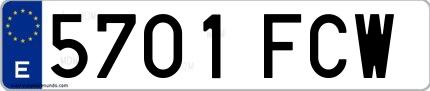Ejemplo de matrícula española 5701 FCW