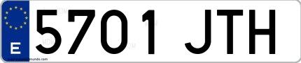 Ejemplo de matrícula española 5701 JTH