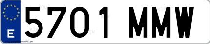 Ejemplo de matrícula española 5701 MMW