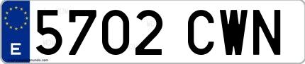 Ejemplo de matrícula española 5702 CWN