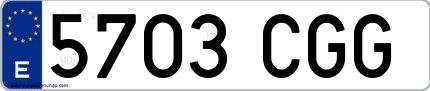 Ejemplo de matrícula española 5703 CGG