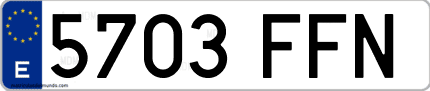 Ejemplo de matrícula de coche ordinaria 5703 FFN