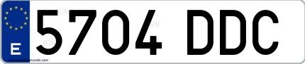 Ejemplo de matrícula española 5704 DDC