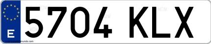 Ejemplo de matrícula española 5704 KLX