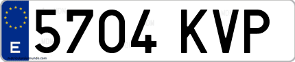 Ejemplo de matrícula de coche ordinaria 5704 KVP
