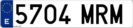 Ejemplo de matrícula española 5704 MRM
