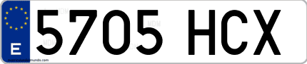 Ejemplo de matrícula de coche ordinaria 5705 HCX