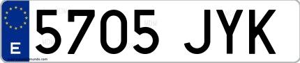 Ejemplo de matrícula española 5705 JYK