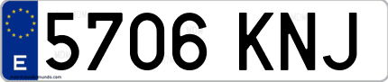 Ejemplo de matrícula de coche ordinaria 5706 KNJ