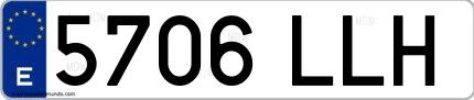 Ejemplo de matrícula española 5706 LLH