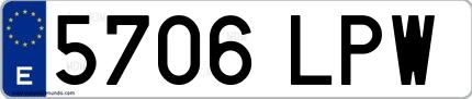 Ejemplo de matrícula española 5706 LPW