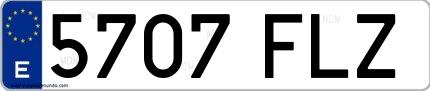Ejemplo de matrícula española 5707 FLZ