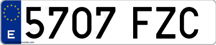 Ejemplo de matrícula de coche ordinaria 5707 FZC