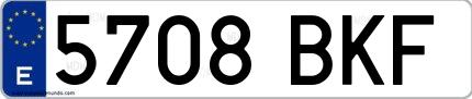 Ejemplo de matrícula española 5708 BKF