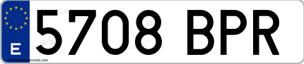 Ejemplo de matrícula de coche ordinaria 5708 BPR