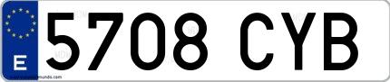 Ejemplo de matrícula española 5708 CYB
