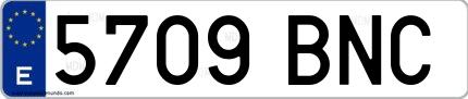 Ejemplo de matrícula española 5709 BNC