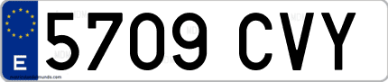 Ejemplo de matrícula de coche ordinaria 5709 CVY