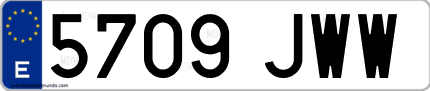 Ejemplo de matrícula de coche ordinaria 5709 JWW