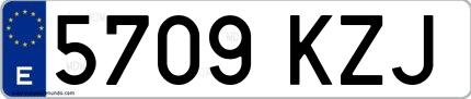 Ejemplo de matrícula española 5709 KZJ