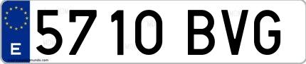 Ejemplo de matrícula española 5710 BVG