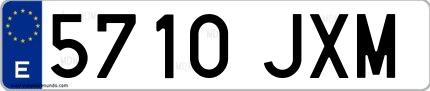 Ejemplo de matrícula española 5710 JXM
