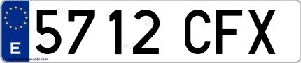 Ejemplo de matrícula española 5712 CFX