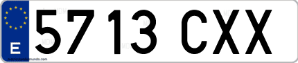Ejemplo de matrícula de coche ordinaria 5713 CXX
