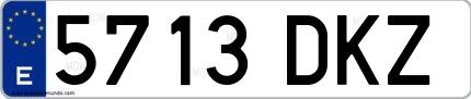 Ejemplo de matrícula española 5713 DKZ