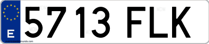 Ejemplo de matrícula de coche ordinaria 5713 FLK