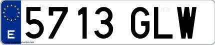 Ejemplo de matrícula española 5713 GLW