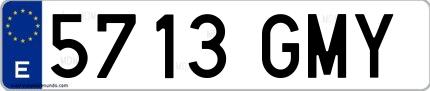 Ejemplo de matrícula española 5713 GMY