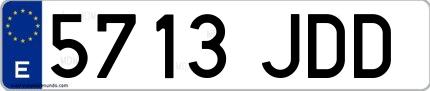 Ejemplo de matrícula española 5713 JDD