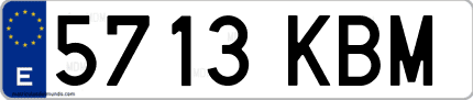 Ejemplo de matrícula de coche ordinaria 5713 KBM