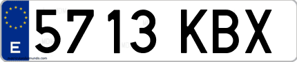 Ejemplo de matrícula de coche ordinaria 5713 KBX