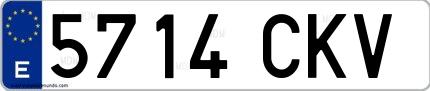 Ejemplo de matrícula española 5714 CKV