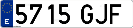 Ejemplo de matrícula de coche ordinaria 5715 GJF